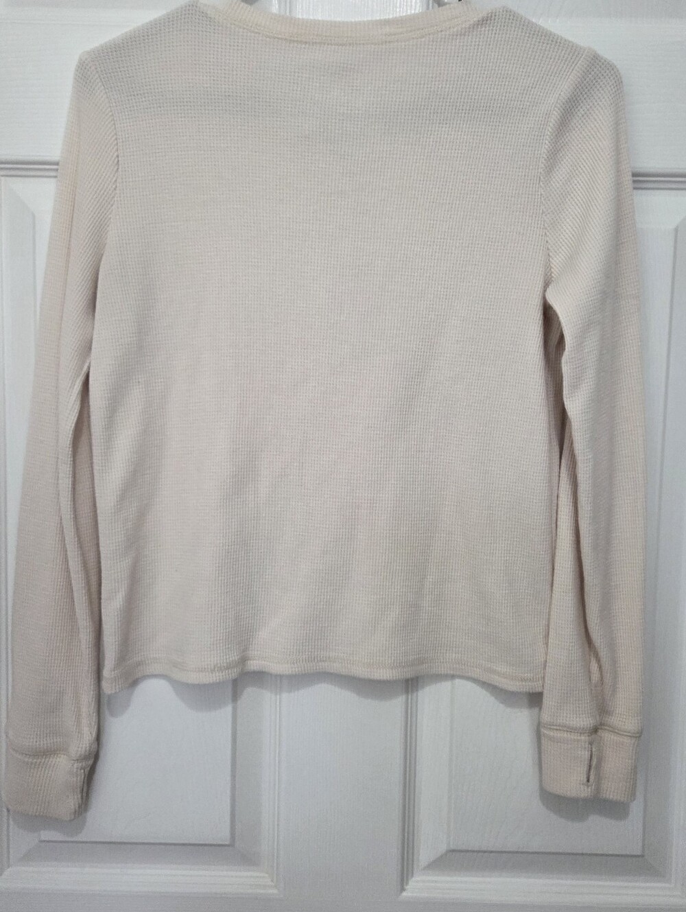 Children's Place Waffle Knit Cotton Blend Henley Long Sleeve Cream Top Size XXL - Picture 8 of 9